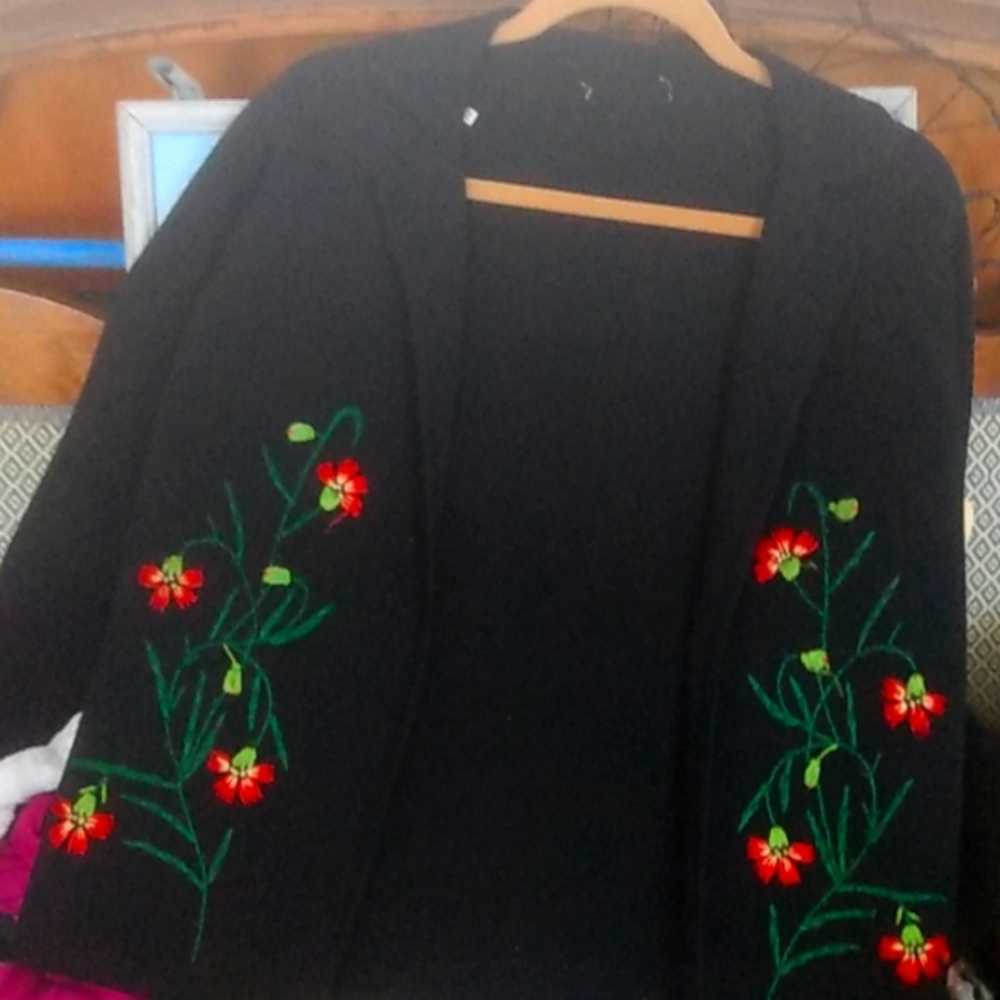 Vintage Wool Beaded Floral Evening Jacket